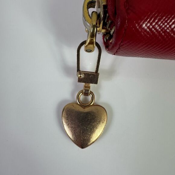 Prada Saffiano Leather Zip Around Coin Purse Wallet Red - Picture 4 of 16
